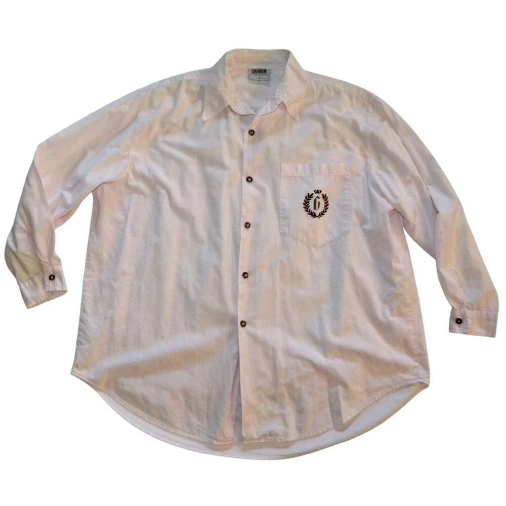 80s Pink Boxy Cut Shirt with "G" monogram | Oversized  Chest 52"